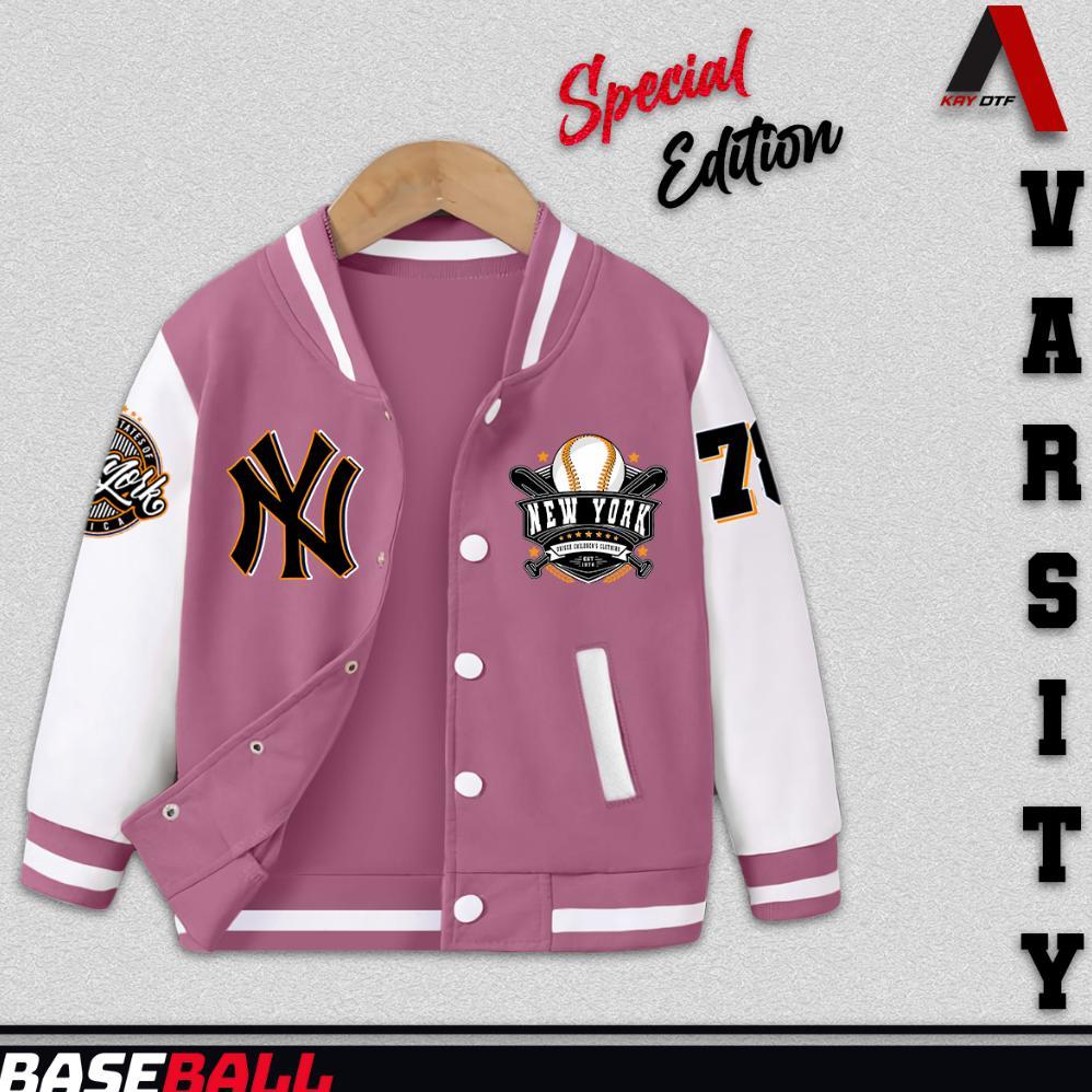 PROMO TERBARU Jaket Varsity Logo NY Baseball Anak Laki Laki Perempuan Usia 2 - 13  Tahun Jacket Unis