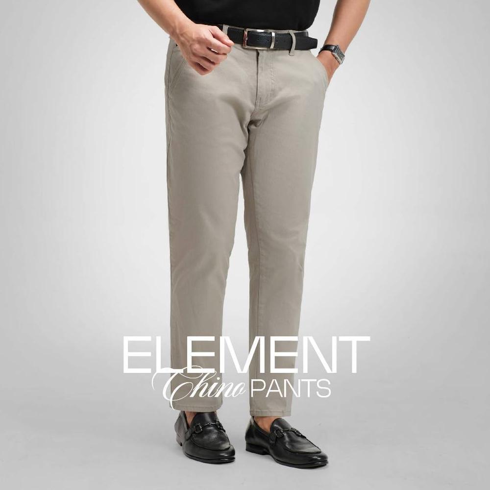 BESTPROMO CUTOFF ELEMENT CHINO PANTS CELANA BASIC PRIA PANJANG REGULAR FIT STRETCH