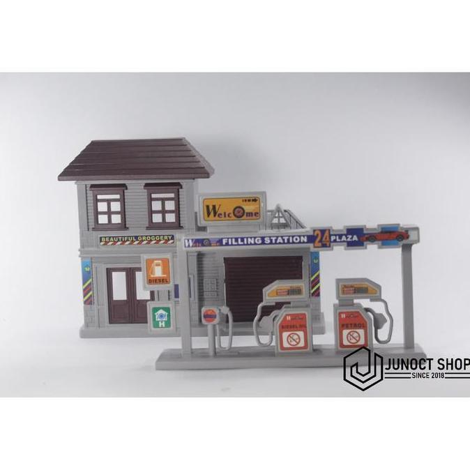 MAKET BACKGROUND 1:50 1/50 RUMAH GEDUNG BANGUNAN MINIATUR POM BENSIN JUN27