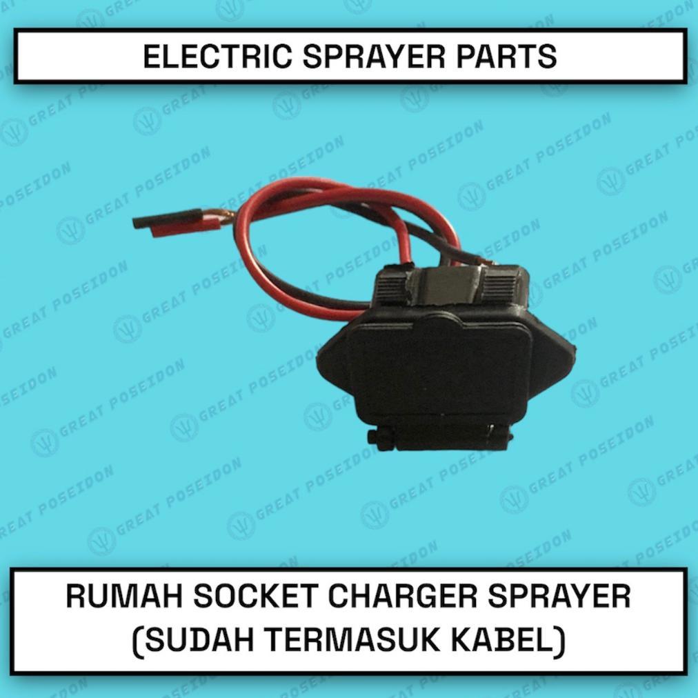 Bisa Cod Bosqu Rumah Charger Sprayer Elektrik Socket Cas Aki Battery Knapsack 3 Pin ><