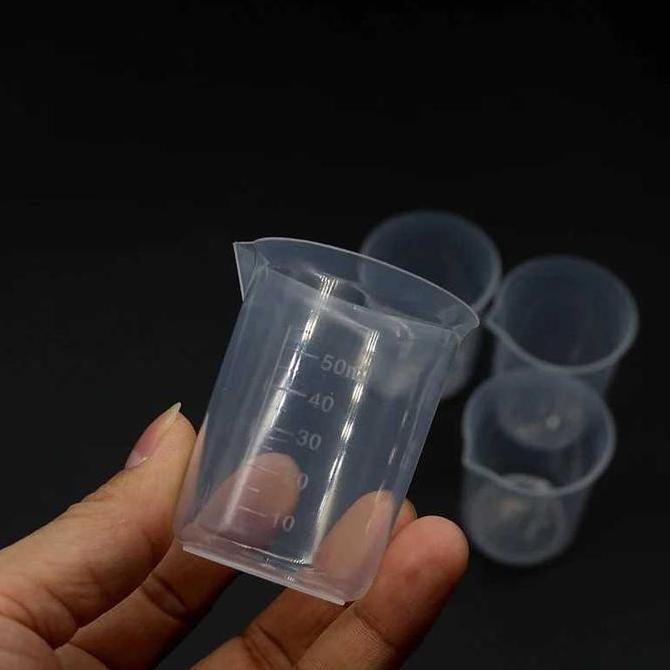 Gelas Takar Plastik Bening Garis Ukur Takaran Air Minyak Tepung Measuring Cup 50 100 150 250 500 100