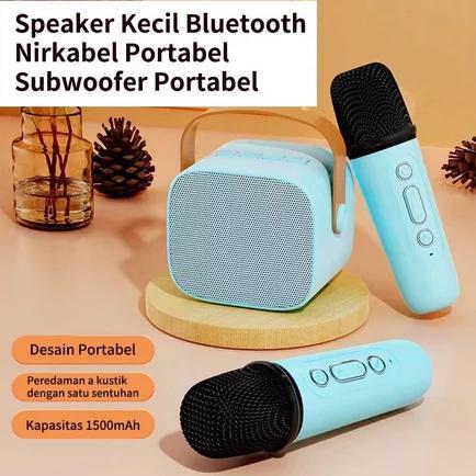 NEW DEALS [COD] Speaker Bluetooth Karaoke 2 Microphone Set Salon Bluetooth  Speaker Karaoke Mini Por