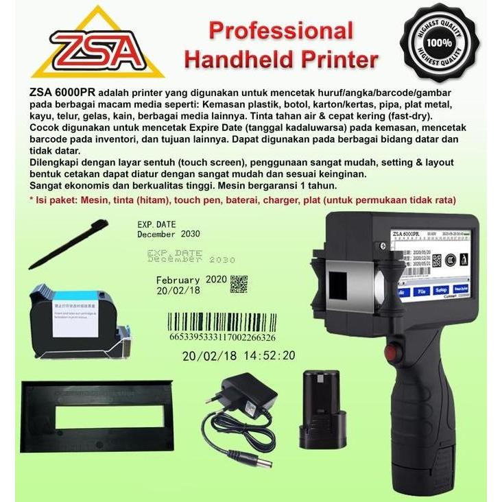 (Good) ZSA Printer ZSA 6000PR + Plat, ZSA EX-500 Expire Date, Tanggal Kadaluwarsa, Coding, Inkjet Ca