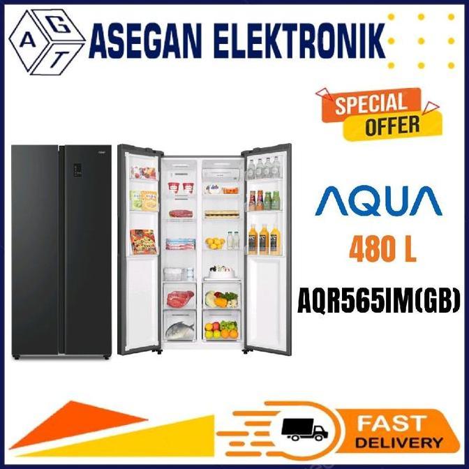 (Good) AQUA KULKAS SIDE BY SIDE AQR-565IM(GB) TWIN INVERTER AQR565IM 565IM