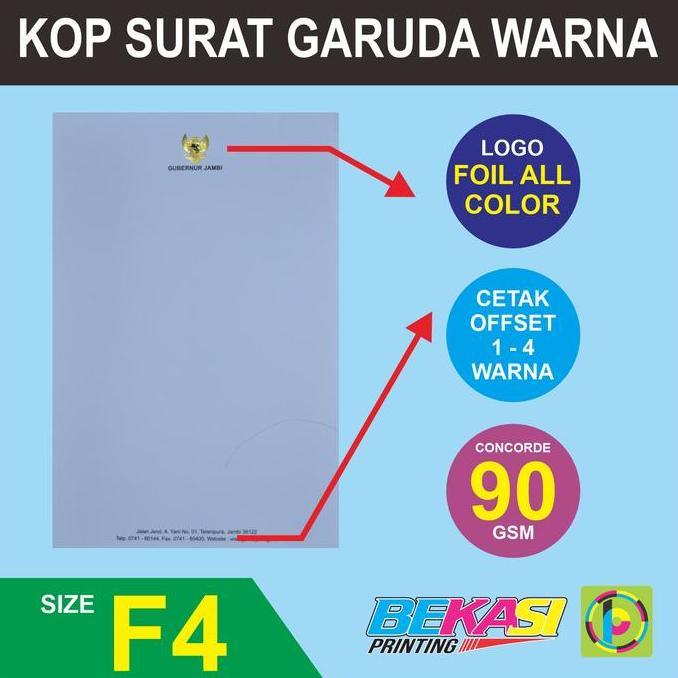 Newpic- 90 Gsm Letterhead Foil Cetak Kop Surat Concorde Hotprint Gold Emboss All Color