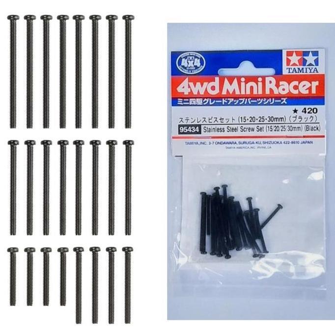 TAMIYA 95434 STAINLESS STELL SCREW SET [ 15/20/25/30MM /BLACK ]