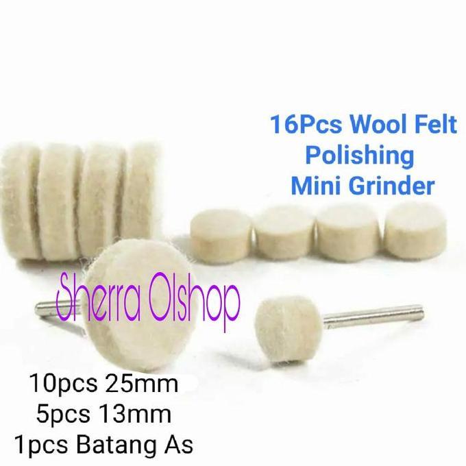 MATA BOR FELT POLISHING WOOL SET 16PCS MATA BOR GOSOK POLES CUNER MINI HARGA SPESIAL