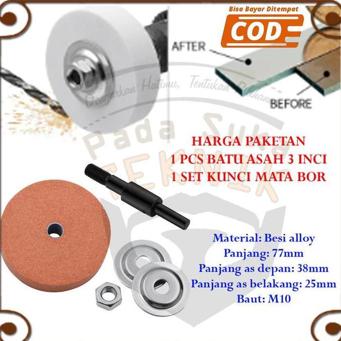BATU ASAH GERINDA 3 INCH POLES BATU GERINDA DUDUK MINI DENGAN ADAPTOR BOR JADI GERINDA READY