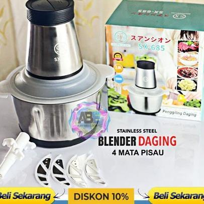 Blender Chopper Stainless Steel 2L Sx 685 Penggiling Bumbu Daging Sayur Buah / Food Processor Murah 