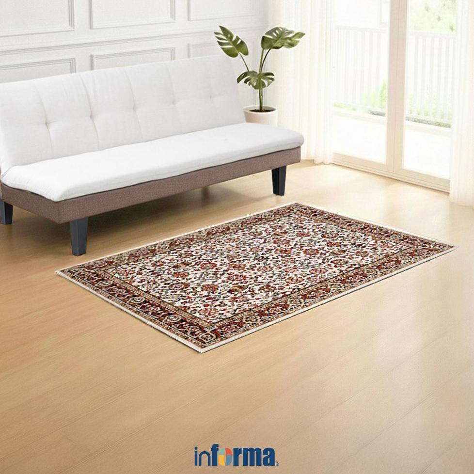 PROMO TERBARU INFORMA 120X170 CM MEMORY KARPET 10240 - PUTIH IVORY ALAS LANTAI RUANGAN PERMADANI AES