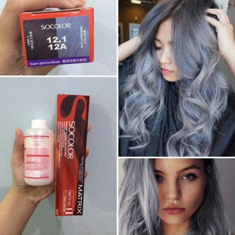 MATRIX SOCOLOR 12.1 PAKET OKSIDAN MINI 135 ML / ABU ABU GREY / CAT MATRIX / BONUS SISIR SEMIR CAT ca