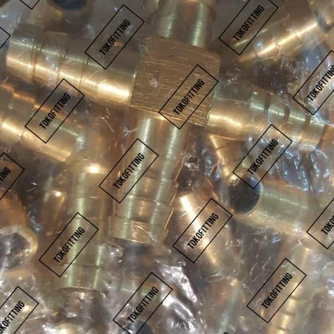 Pilihan- Nepel Selang Nipple Hose 5/16 Inch Cabang 4 Cross Kuningan Brass