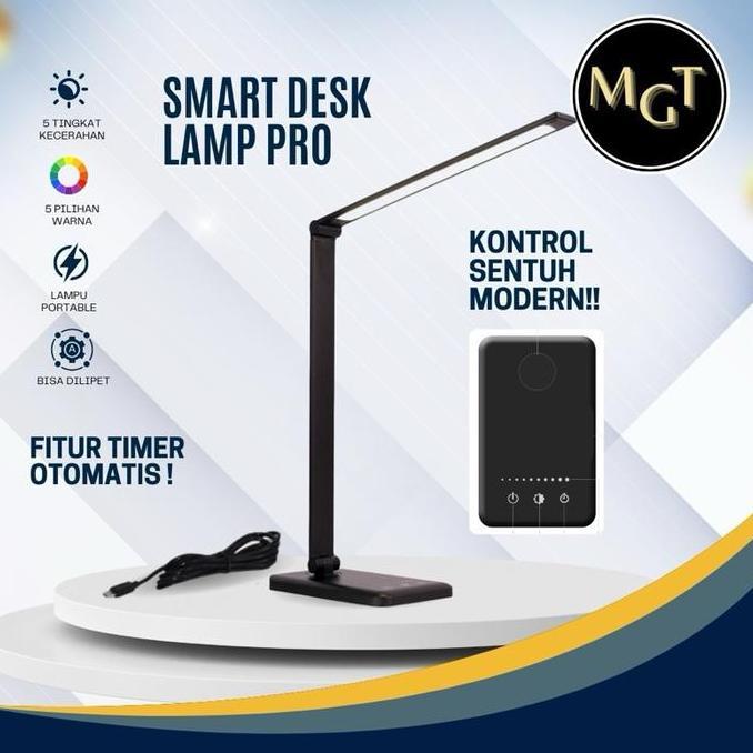 Purple- Mgt Smart Desk Lamp Pro - Lampu Led Meja Belajar Usb Kontrol Sentuh Modern Putih & Hitam Cah
