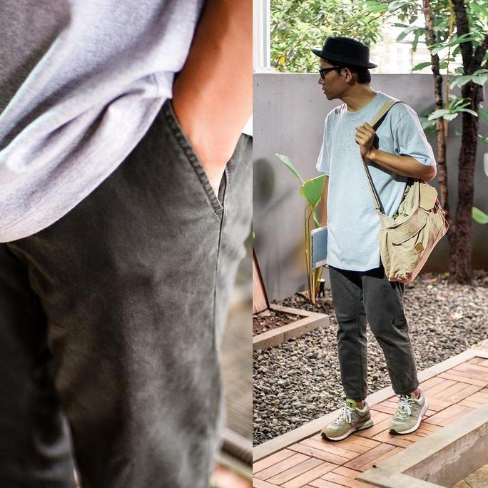 Down- Goodfriends Celana Ankle Pants Chinos Charcoal