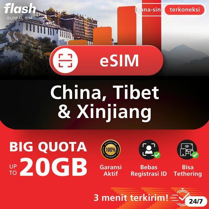 Card - Flash Esim China Xinjiang Tibet Unlimited Data (Esim Cina Esim Urumqi, Lhasa)