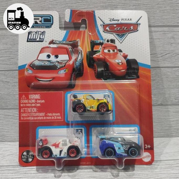 DISNEY CARS MINI RACER 3 PACK SET - MIGUEL CAMINO SHU TODOROKI JACKSON STORM GLOBAL RACERS CUP (GRC)
