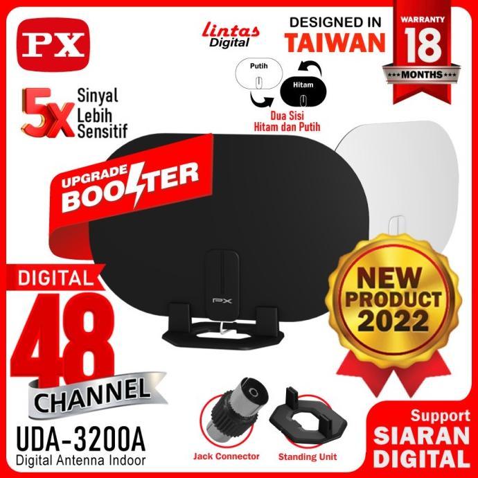 Antena TV Digital Indoor Dinding DVB T2 + Booster PX UDA-3200A