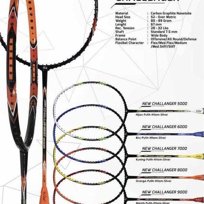 TERBARU - Raket Badminton HIQUA HQ NEW CHALLENGER 5000/6000/7000/8000/9000 ORI