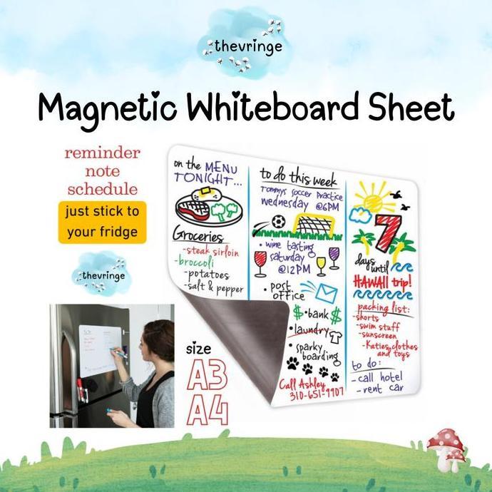 Kinco- Whiteboard Papan Tulis Magnet Lembaran A3 A4 Magnetic Sheet Whiteboard Multifungsi
