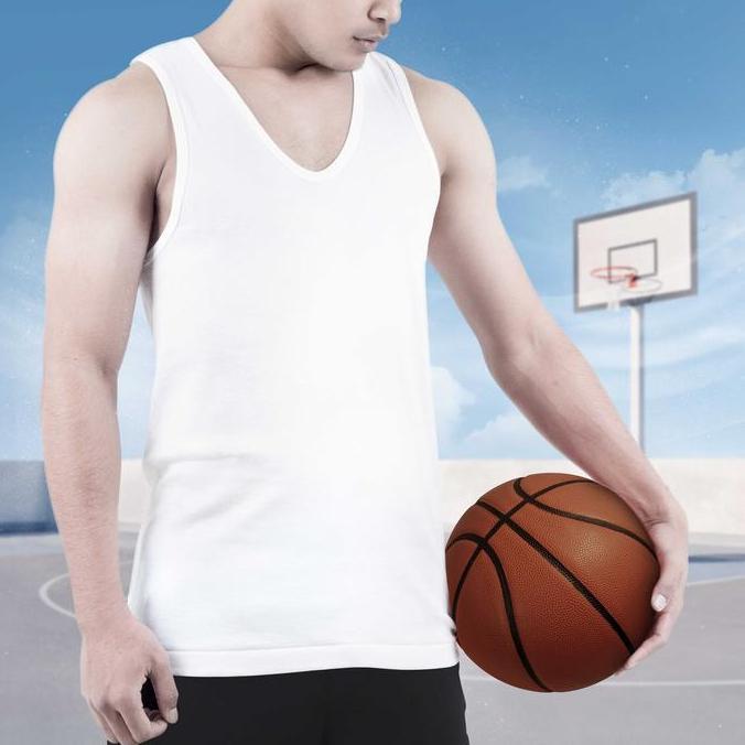 Hings Kaos Dalam Singlet Pria 823 Putih Polos Katun