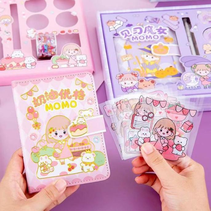 Miisoo Buku Diary Anak/ Set Journal 4 in 1/Paket Buku Diary/Note Book Buku Catatan Harian Lucu
