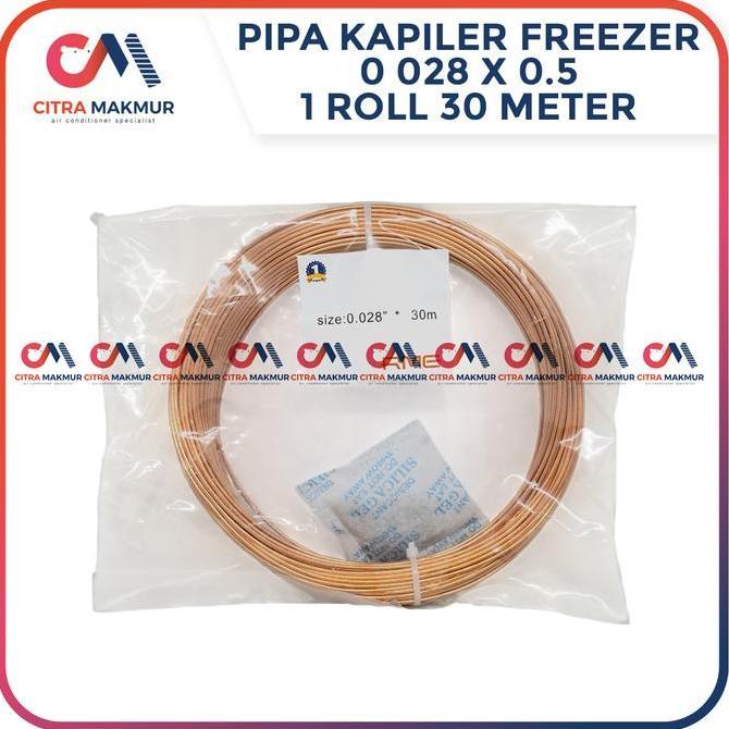 PIPA KAPILER KULKAS 028 1 ROLL 30 METER CAPILLER TUBE TEMBAGA FREEZER SHOWCASE KONDENSOR 0,028 CMO27