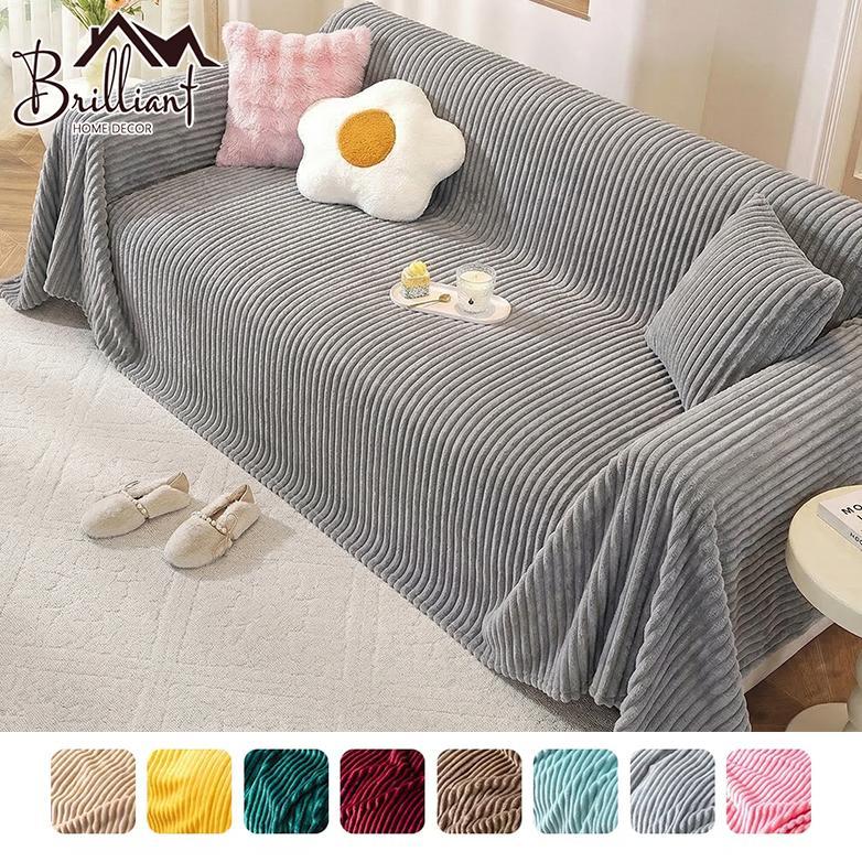 Selimut Sofa Rabbit Thermal Blanket Soft Blanket Selimut Bulu Dewasa Halus Motif Polos Embos Sarung 