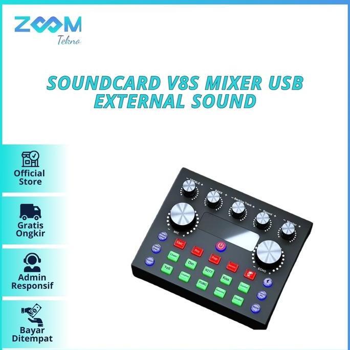 HAZORUN Soundcard V8S Mixer USB External Sound Card Bluetooth Amplifier Effect Alat Audio Equalizer