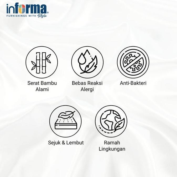 Promo Informa Set 5 Pcs Seprai Queen Bamboo - Putih Ivory Kain Kasur Alas Tidur Pelapis Sarung Kasur