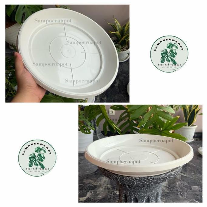 tatakan alas pot bunga 40 putih diameter 36cm untuk pot 40cm - PUTIH