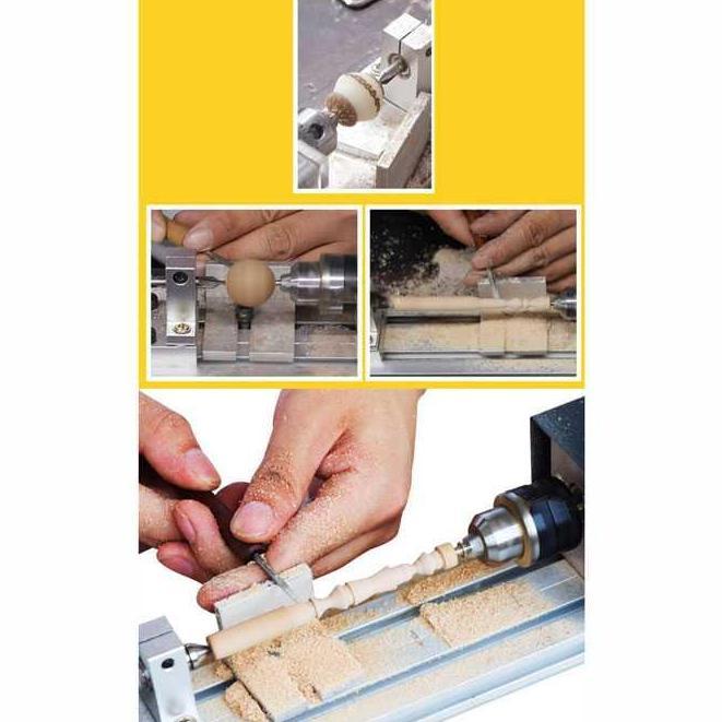 Alat Mesin Bubut Kayu Mini Lathe Wood Metal Working Machine 80 Watt [terbaik]