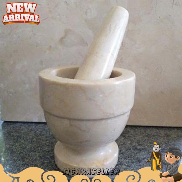 Lumpang Alu Batu Lesung Mini Marmer Asli Tumbukan Tumbuk Obat Puyer Ulekan Ulek Mortar & Pestle