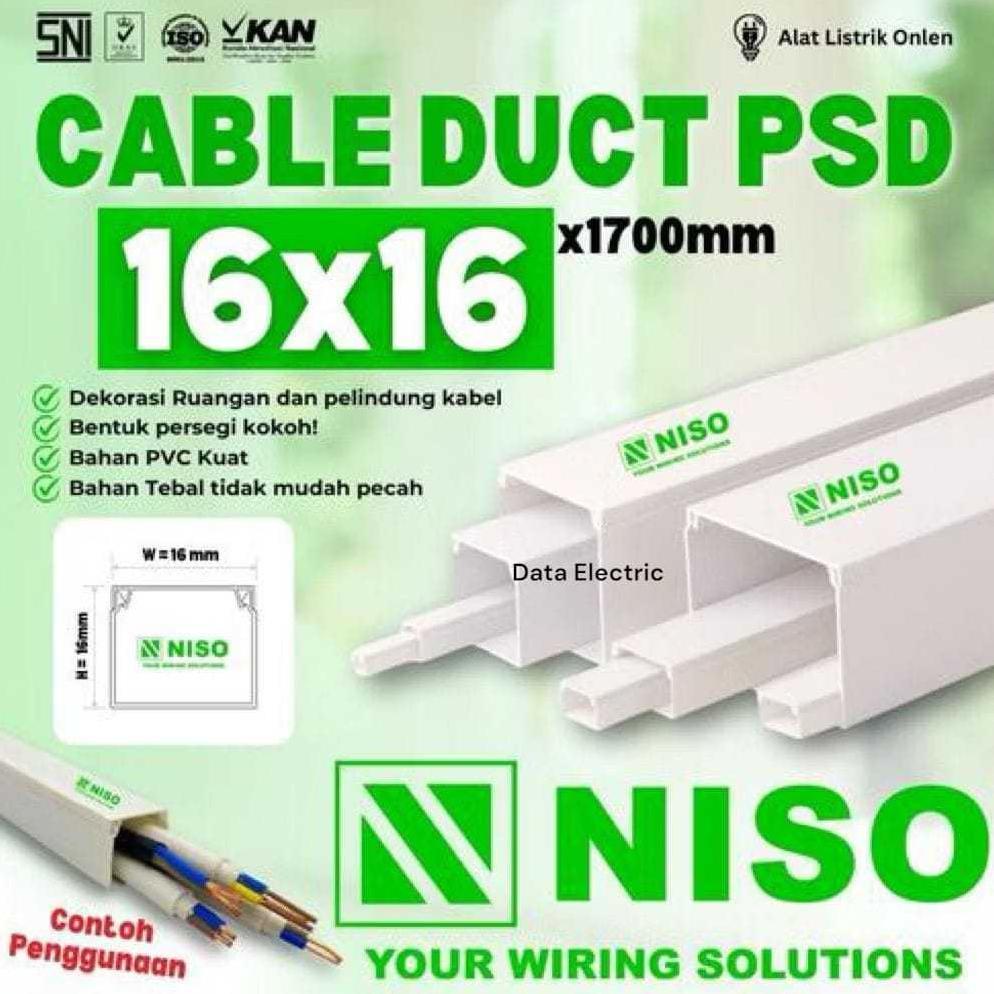 Kabel Ducting Niso Penutup Kabel Niso 16 x 16 x 1700 m