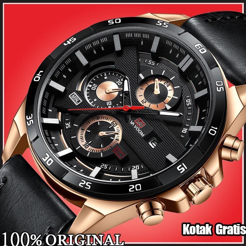 LIMITED VaVa Voom 216 Jam Tangan Pria Korea Kulit Stainless Steel Analog Quartz Cowok Tangan Arloji 