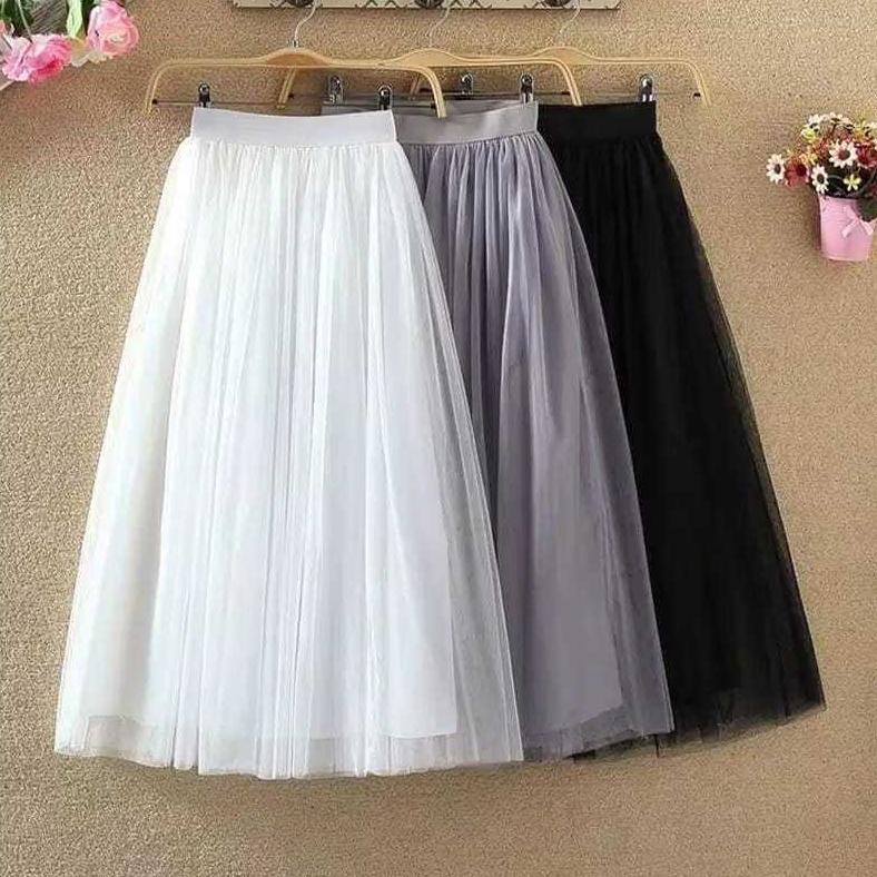 Polos Hitam Putih Minimalis Rok Tutu Dewasa 90cm