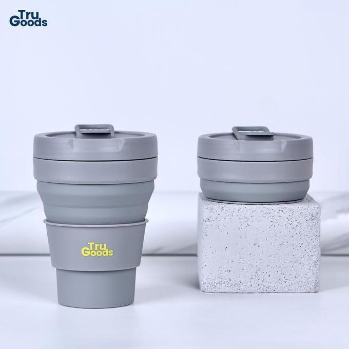 Enau- Foldable Cup Tru Goods / Gelas Kopi Lipat 475 Ml - Grey