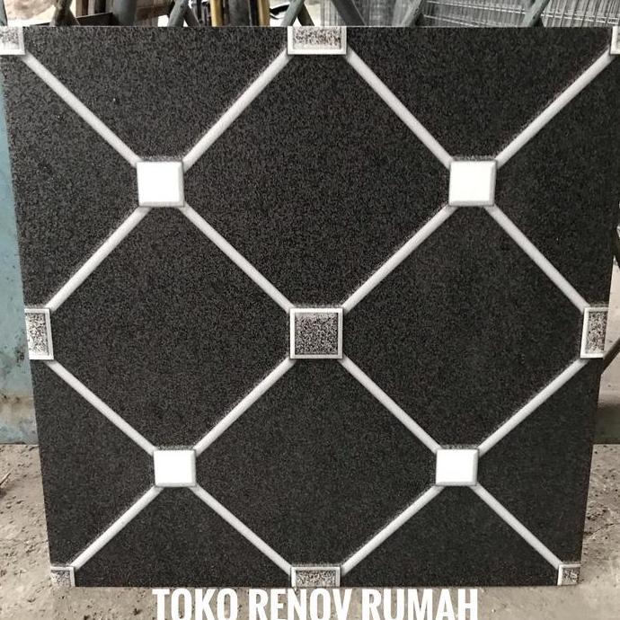 Pwrs- Keramik 40X40 Kasar Motif 3D Tetris/Keramik Hitam Motif/ Keramik Garas