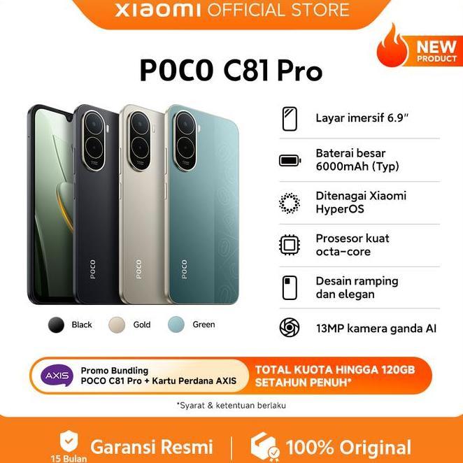 Poco C81 Pro (4Gb/128G) (4Gb/64Gb) | Layar Imersif 6.9" | Hp 1 Jutaan [Xiaomi Official Store]