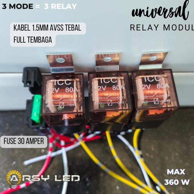 Kvb- Kabel Relay Set Lampu Sorot Senlo Biled Dioda Tembak D2 Laser 4 Kat 12V 80A Tembaga Tebal Motor