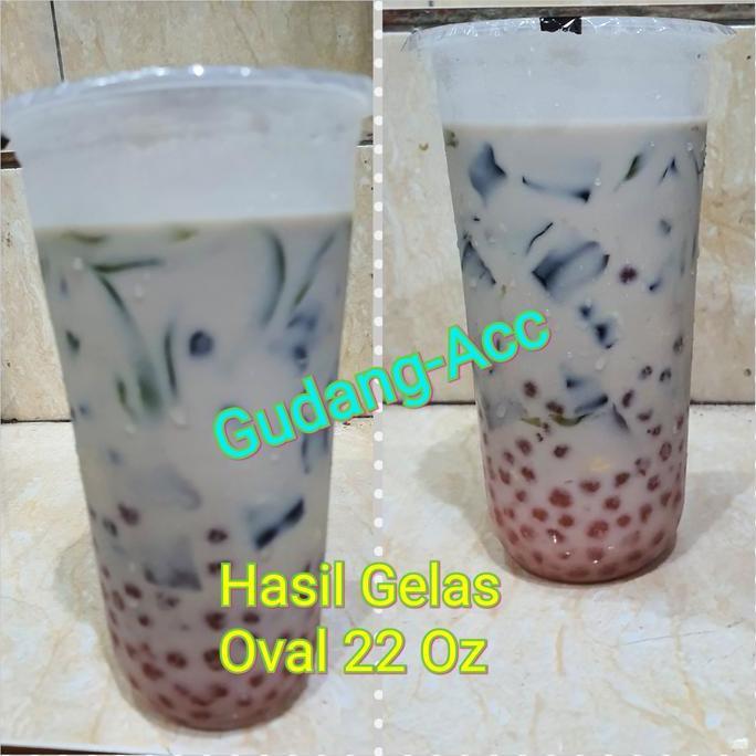 Enau- Gelas Oval 22Oz Cup Oval 22Oz Gelas Plastik Oval 22 Oz Isi 50Buah