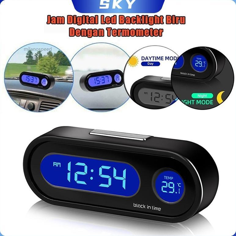 Limited Sky Jam Digital Led Dashboard Mobil Blacklight Biru Dengan Termometer Untuk Dashboard Mobil 