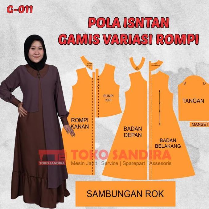pola instan gamis/pola gamis wanita/pola gamis maxi/pola gamis berompi/pola instan murah/G-011 Alqsh