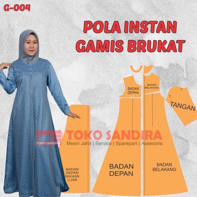 pola gamis/pola instan gamis/pola gamis wanita/pola instan murah/G-004 Alqshop