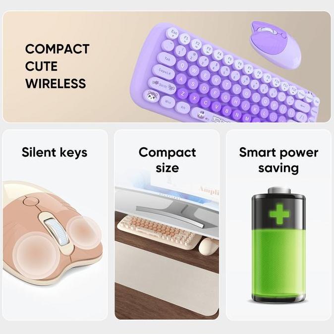 Best Seller Mofii Keyboard Wireless Dan Mouse Wireless Set Little Bear Candy Premium