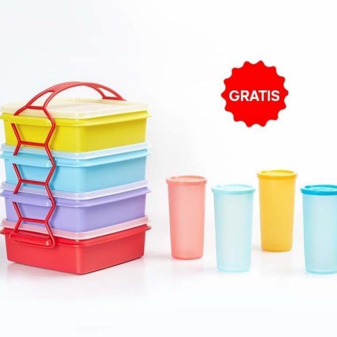 Promo Tupperware Click To Go Round @880 Ml | Rantang 4 Susun | Promo