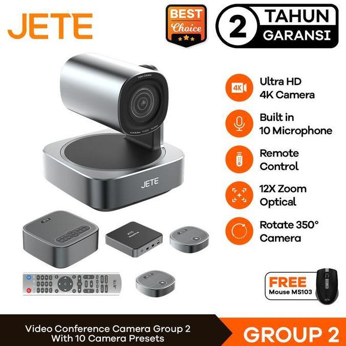 Best Seller Jete Video Conference Group 2 Kamera 4K 12X Zoom Dengan 10 Mikrofon Built-In & Speaker R