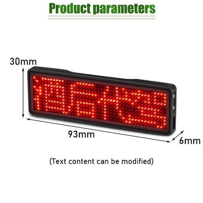 HABRULE Name Tag LED Badge Mini Running Text Tulisan Berjalan Miniatur Text Papan Nama LED Custom Me