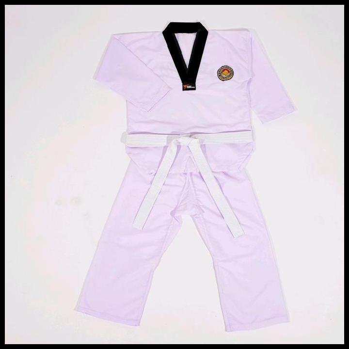 Seragam Taekwondo Krah Hitam Free Sabuk / Taekwondo / Baju Taekwondo Sport Celana Promo