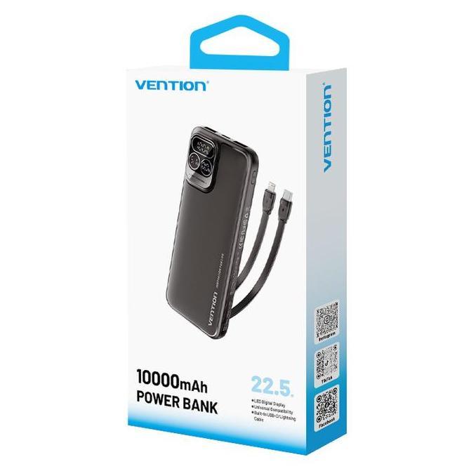 Power- Vention Powerbank Built-In Cable Usb C & Lhtning 22.5W Led Display 10000Mah 20000Mah