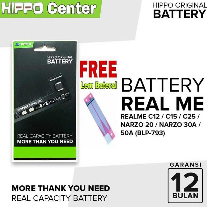 TERBARU - BATERAI HIPPO Compatible Realme C12 / Realme C15 / Realme C25 Battery BLP-793